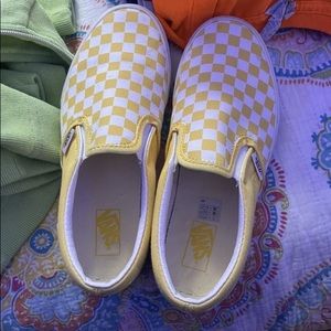 ✨ Yellow Checkerboard Vans Slip-on